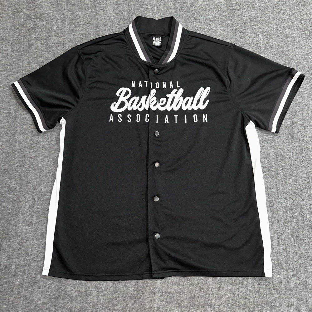 NBA National Basketball Association Men's XL Black White Button Front Shirt